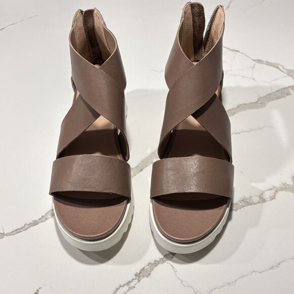 Steven By Steve Madden Keanna Cross Straps Taupe Platform Wedge Sandals Size 10 - Picture 2 of 15